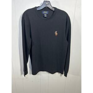 Polo RALPH LAUREN Men’s Shirt Polo Bear Waffle Knit Thermal Long Sleeve Black L